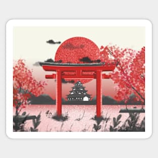 Japanese sunset in pacific ocean Sticker